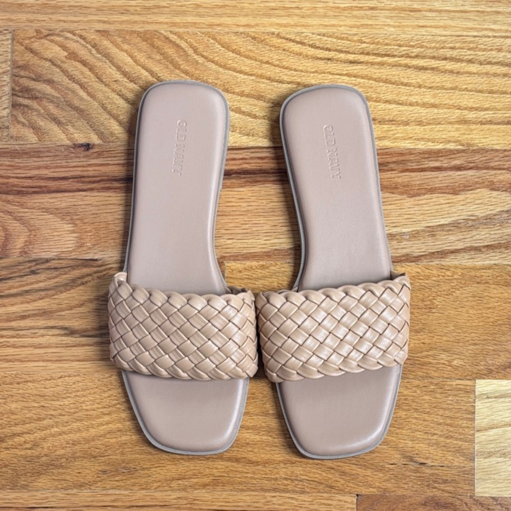 Old Navy Tan Woven Slide Sandals